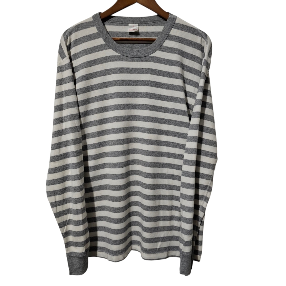 Hanna Andersson Oversized Pajama Shirt – Grey & White Stripe XL